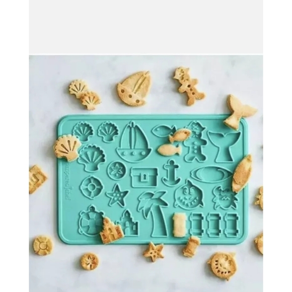 PAMPERED CHEF silicone SUMMER COOKIE MOLD teal 100183 NEW - Picture 2 of 8